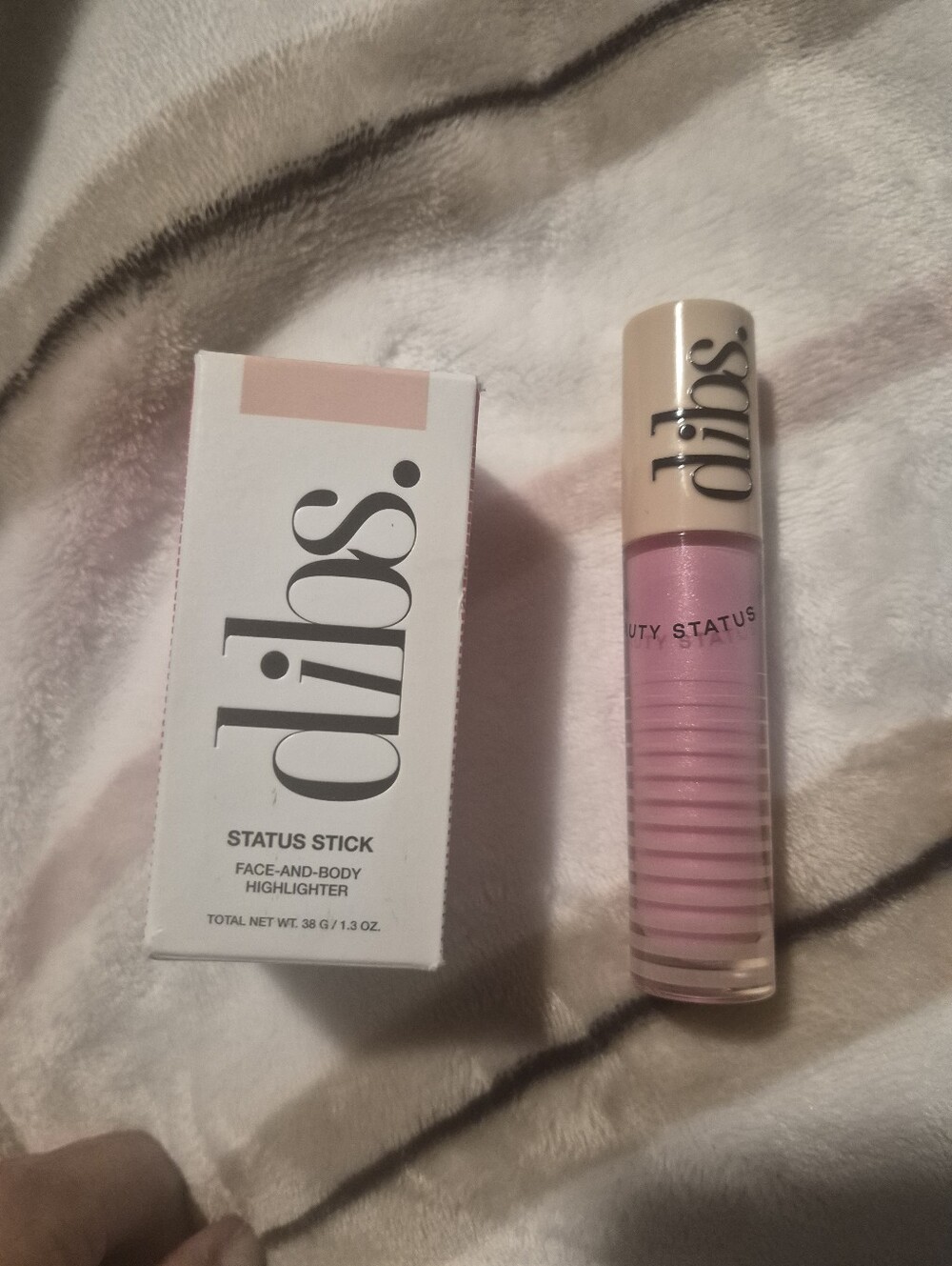 Bundle -Dibs Status Stick Cream Highlighter Soft Pink Glow 1.3 Oz & Glossay Balm